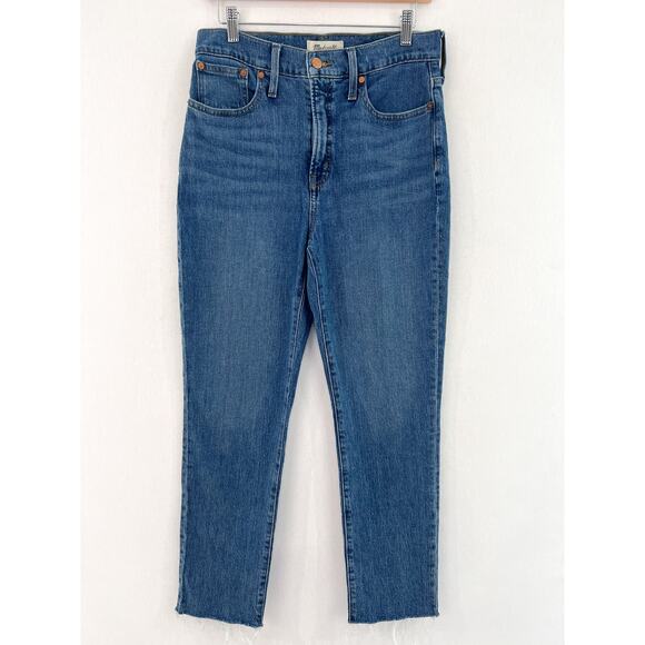 Madewell Denim - Madewell The Perfect Vintage Jean 28 Medium Wash Raw Hem Mom Jeans Tapered Leg